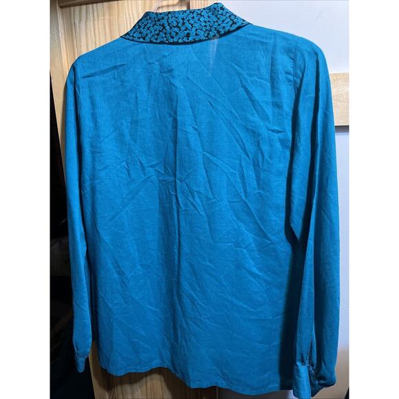 Pendleton Country Sophisticates VTG Womens Sz 6 Blue Rayon Linen Button Shirt LS - Picture 8 of 11